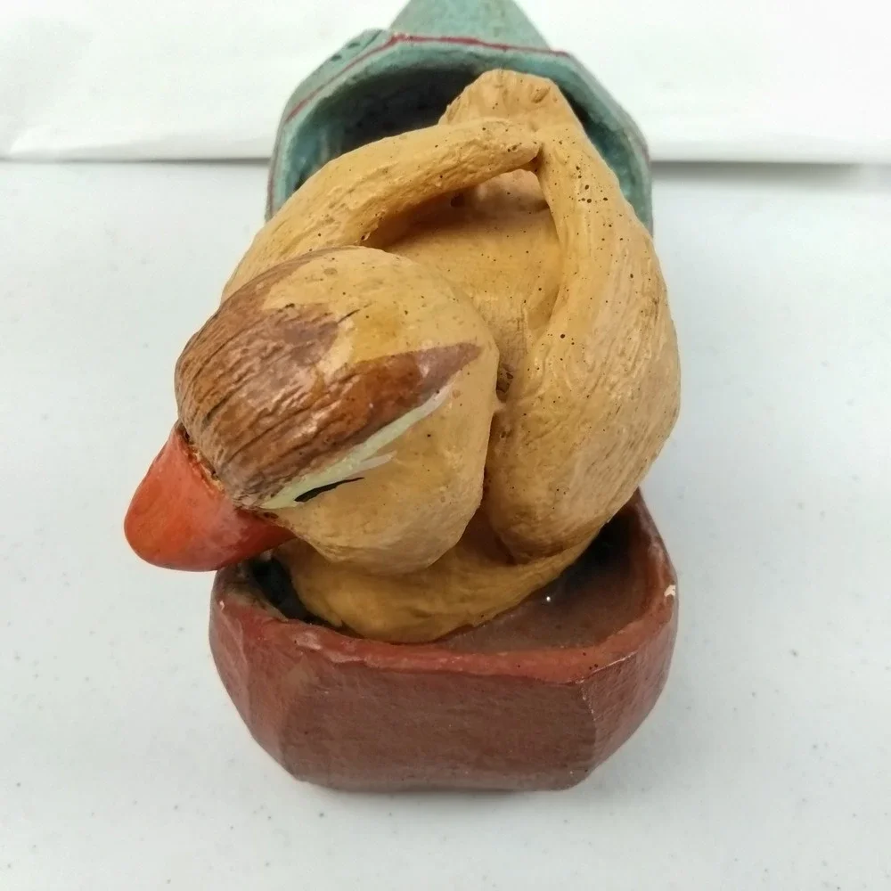 Vintage 1990s Rare House Of Hatten Resin Duck On Clog Spring Decor Folk Art